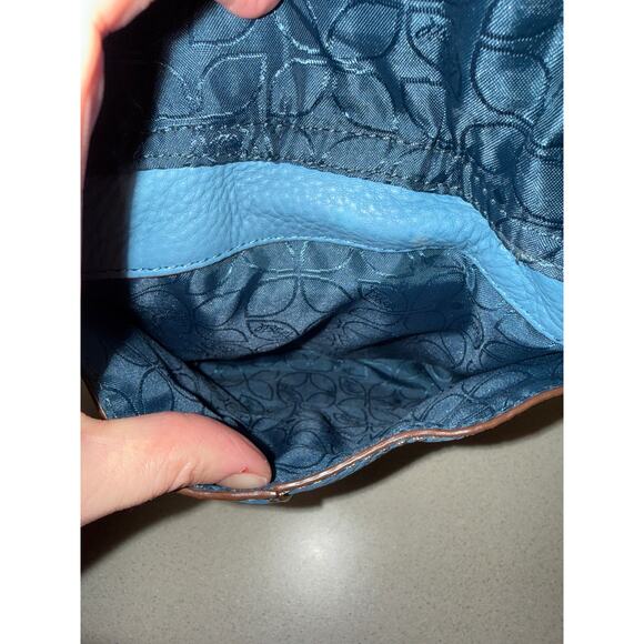 Vintage Y2K Fossil Robin Egg Blue Cross Body Pebble Leather Bag Retro Utility - Picture 8 of 11